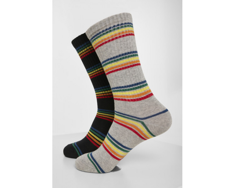 Urban Classics Rainbow Stripes Socks 2-Pack black/grey