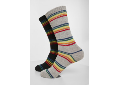 Urban Classics Rainbow Stripes Socks 2-Pack black/grey