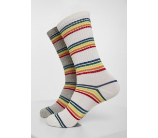 Urban Classics Rainbow Stripes Socks 2-Pack grey/white