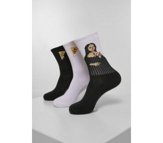 Mr. Tee Arti Pizza Sport Socks 3-Pack multicolor/black/white