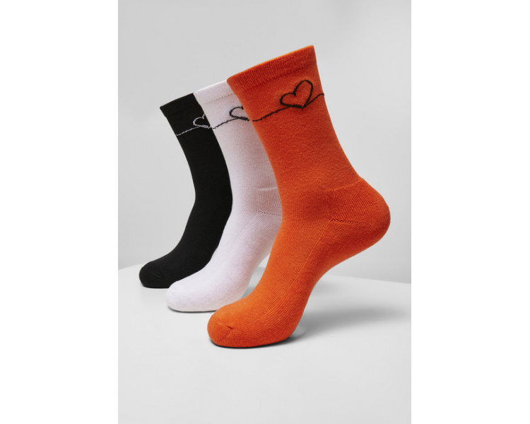 Mr. Tee Heart Oneline Socks 3-Pack black+white+mandarine
