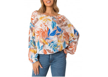 Béžové dámské tričko s potiskem květin