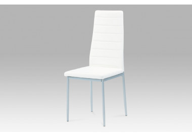 Jídelní židle DCL-117 WT, koženka bílá / šedý lak
