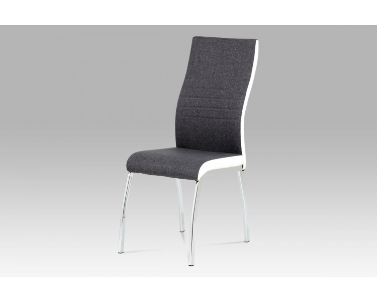 Jídelní židle DCL-433 GREY2, šedá látka + bílá koženka / chrom