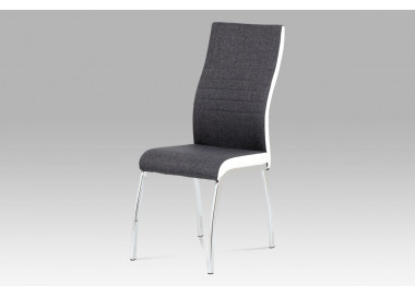 Jídelní židle DCL-433 GREY2, šedá látka + bílá koženka / chrom