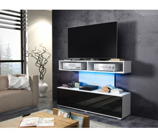 REX televizní stolek, bílá/černý lesk