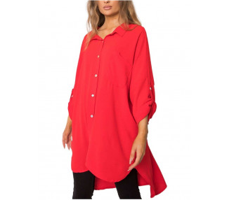 červené oversize košilové šaty