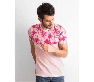 Světle růžové pruhované pánské tričko