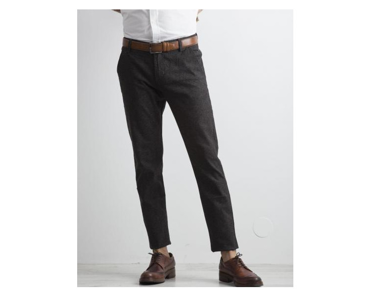 Tmavě šedé melanžové pánské kalhoty regular