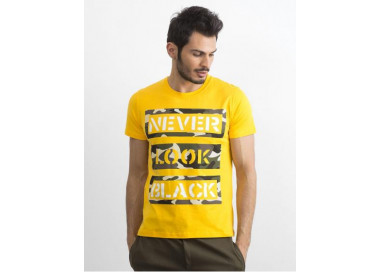 Pánské bavlněné tričko s potiskem žluté