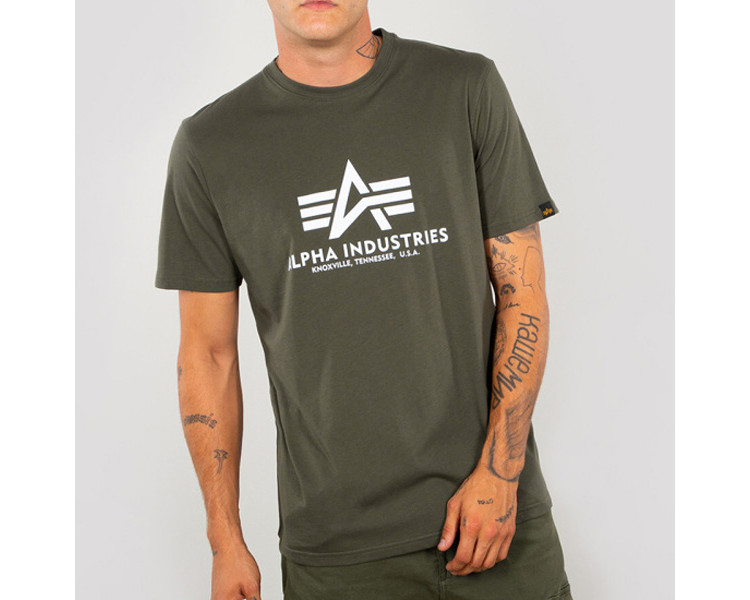 Pánské tričko Alpha Industries Basic T-Shirt Dark Olive