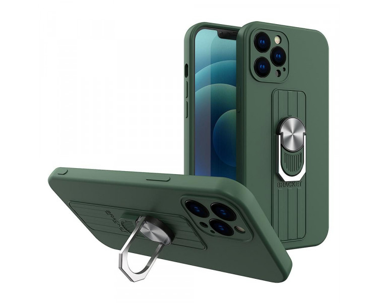 Obal Ring Case, iPhone 12 Pro, tmavě zelený