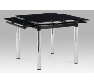 Jídelní stůl rozkládací 80+48x80 cm, černé sklo / chrom AT-1880 BK Autronic