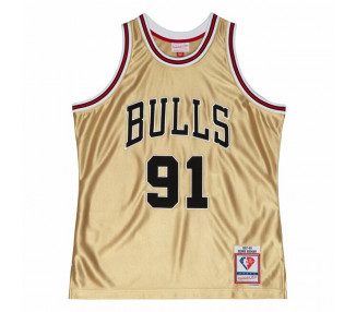 Mitchell & Ness Chicago Bulls 91 Dennis Rodman 75th Gold Swingman Jersey gold