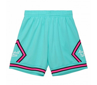 Mitchell & Ness Branded Diamond Script Shorts teal/pink