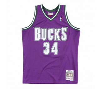 Mitchell & Ness Milwaukee Bucks 34 Ray Allen Swingman Jersey purple (SMJYAC18014)