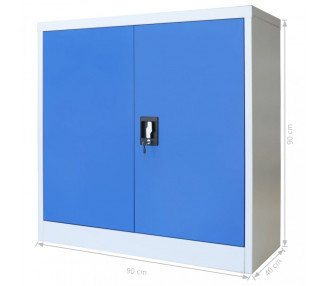 Kancelářská skříň šedá / modrá Dekorhome 90x40x90 cm
