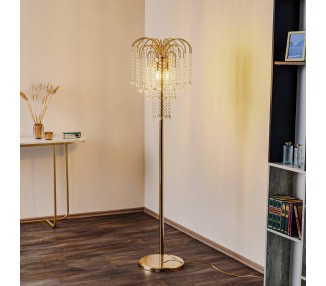  ONLI Stojací lampa Pioggia s křišťálovým deštěm, zlatá