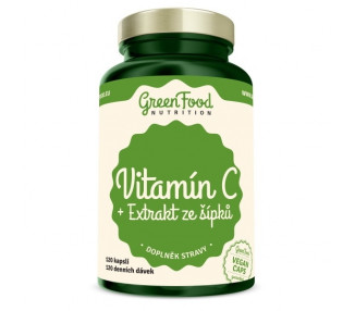 GreenFood Vitamín C + Extrakt ze šípků 120 kapslí