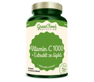 GreenFood Vitamín C 1000 + Extrakt ze šípků 60 kapslí