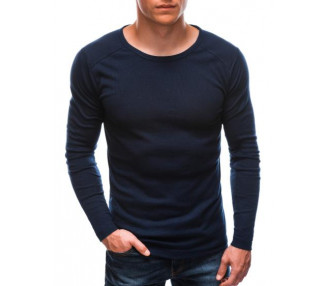 Pánské jednobarevné tričko s dlouhým rukávem ALON tmavě modrá barva