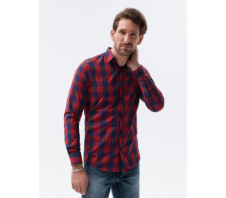 Pánská kostkovaná košile s dlouhým rukávem PIP červená/modrá