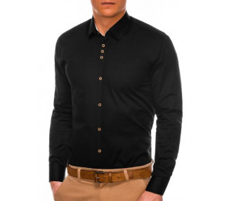 Pánská elegantní košile s dlouhým rukávem LELAND černá