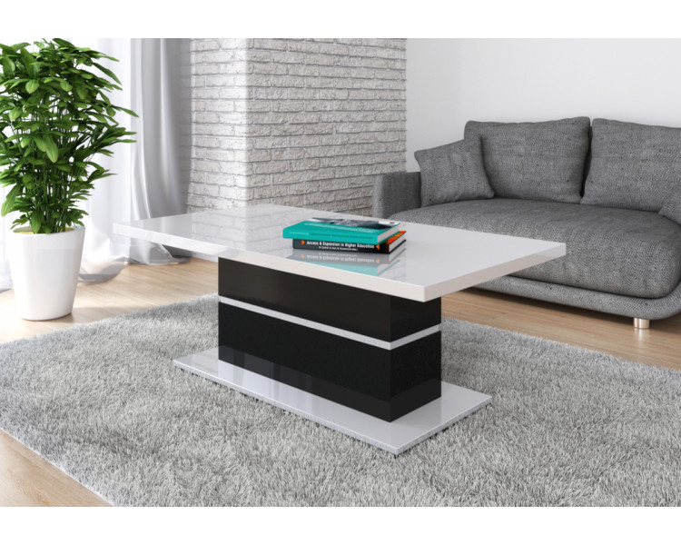  Konferenční stolek GAGA, 130x50x70, bílý lesk/černý lesk