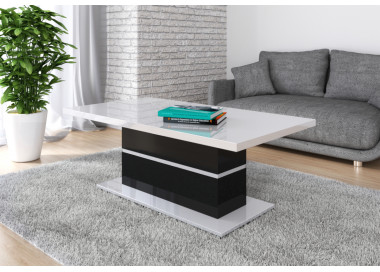  Konferenční stolek GAGA, 130x50x70, bílý lesk/černý lesk