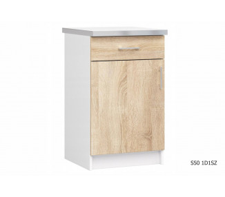  Kuchyňská skříňka dolní s pracovní deskou SALTO S50 1D1SZ, 50x85,5x46, sonoma/bílá