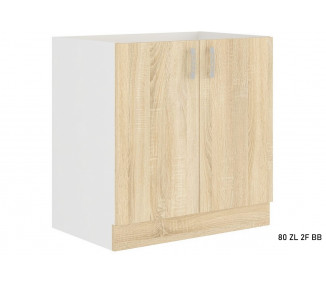  Kuchyňská skříňka dřezová AVRIL 80 ZL 2F BB + kuchyňský dřez, 80x82x48, bílá/sonoma