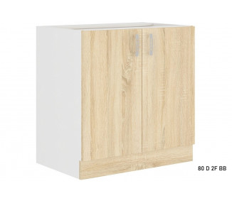  Kuchyňská skříňka dolní dvoudveřová AVRIL 80 D 2F BB, 80x82x48, bílá/sonoma