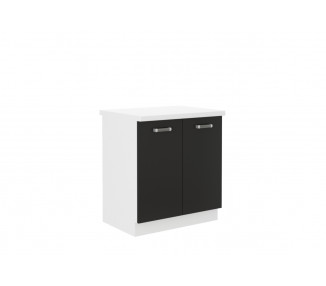  Kuchyňská skříňka dřezová s pracovní deskou EPSILON 80 ZL 2F ZB, 80x82x60, černá/bílá