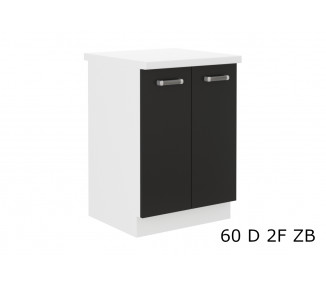  Kuchyňská skříňka dolní dvoudveřová s pracovní deskou EPSILON 60 D 2F ZB, 60x82x60, černá/bílá