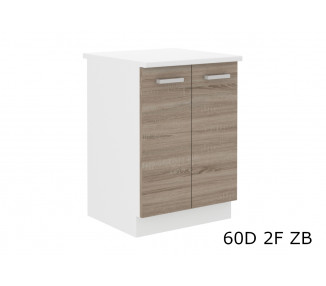  Kuchyňská skříňka dolní dvoudveřová s pracovní deskou SOPHIA 60D 2F ZB, 60x82x60, bílá/dub sonoma trufel