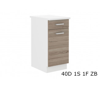  Kuchyňská skříňka dolní s pracovní deskou SOPHIA 40D 1S 1F ZB, 40x82x60, bílá/dub sonoma trufel