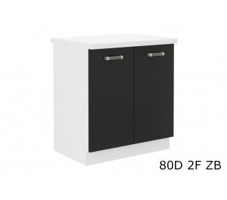  Kuchyňská skříňka dolní dvoudveřová s pracovní deskou EPSILON 80D 2F ZB, 80x82x60, černá/bílá