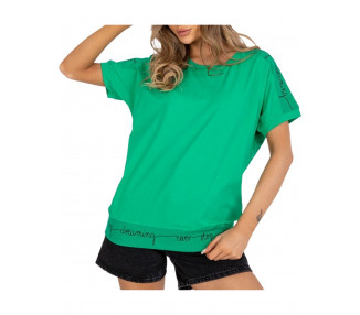 Zelené dámské tričko s nápisy na rukávech