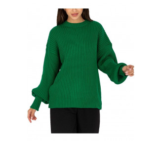 Tmavě zelený svetr s širokými rukávy