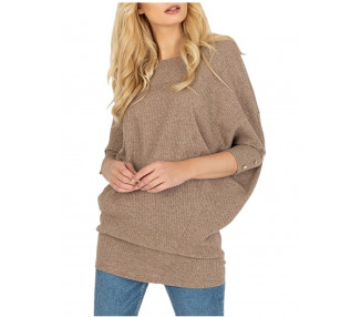 Béžový svetr s volnými rukávy s knoflíky