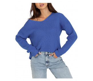 Modrý pletený asymetrický svetr