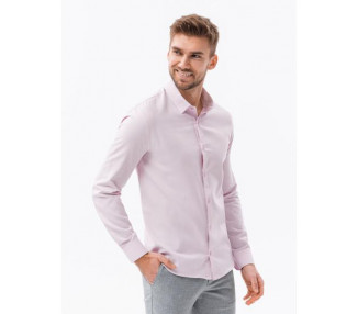 Pánská košile s dlouhým rukávem SLIM FIT růžová