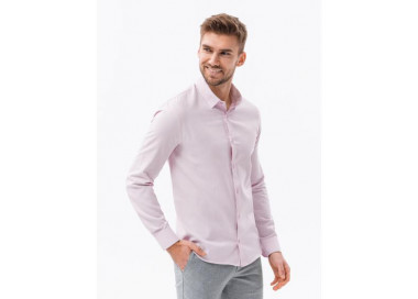 Pánská košile s dlouhým rukávem SLIM FIT růžová