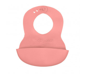 Baby Ono Nastavitelný plastový bryndák s kapsou, růžová