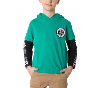 Zelené chlapecké tričko s barevnými rukávy