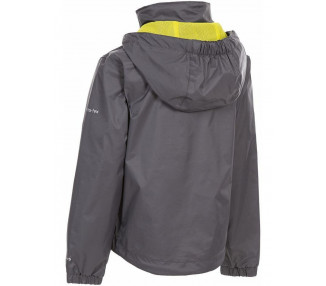 Dětská nepromokavá bunda Trespass Briar v šedé barvě na zip s kapucí s vo