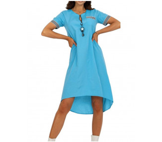 Světle modré asymetrické šaty se zipem