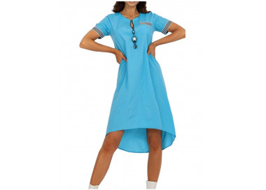 Světle modré asymetrické šaty se zipem