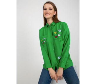 Dámská košile s potiskem a límečkem KISSES zelená 