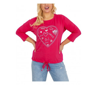 Tmavě růžové tričko s aplikací srdce